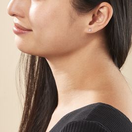 Boucles D'oreilles Puces Daria Or Blanc Oxyde De Zirconium - Clous d'oreilles Femme | Histoire d’Or