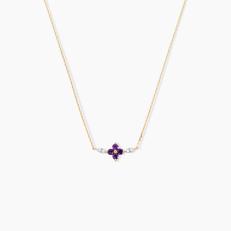 Collier Everett Or Jaune Am&eacute;thyste Oxyde De Zirconium - Colliers Femme | Histoire d&rsquo;Or