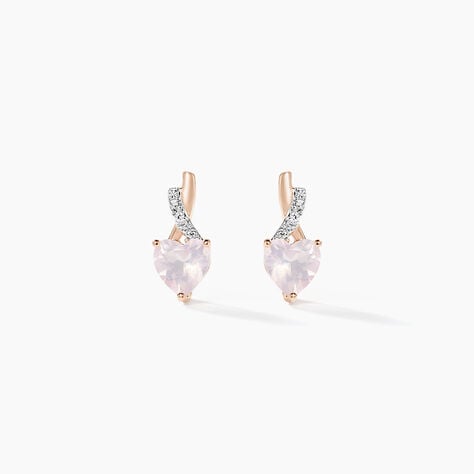 Boucles D'oreilles Puces Or Rose Clothilde Quartz - Clous d'oreilles Femme | Histoire d’Or