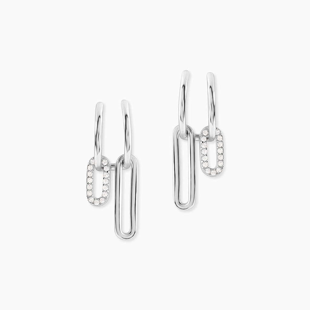 Cr&eacute;oles Maurine Argent Blanc Oxyde De Zirconium - Boucles d'oreilles cr&eacute;oles Femme | Histoire d&rsquo;Or