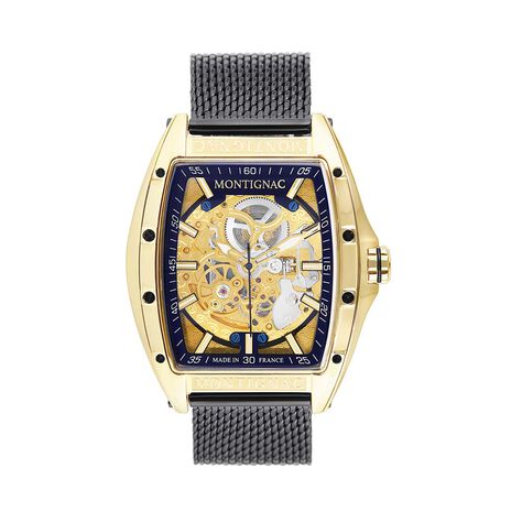 Montre Montignac Tonneau Automatique Noir - Montres Homme | Histoire d’Or