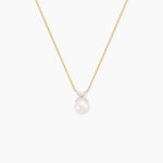 Collier Norah Argent Dor&eacute; A L'Or 750/1000 Perle De Culture Oxyde De Zirconium - Colliers Femme | Histoire d&rsquo;Or