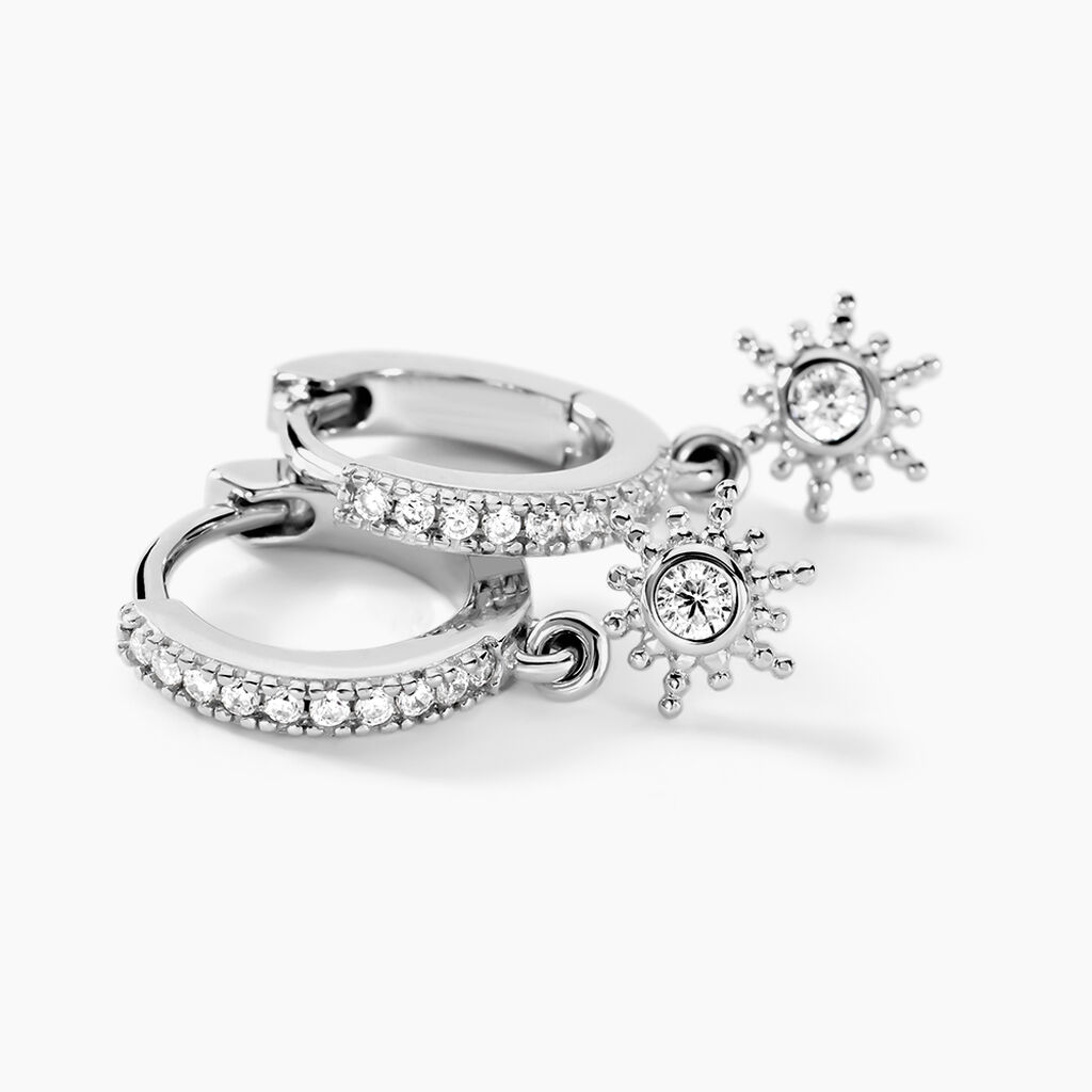 Créoles Ninette Argent Blanc Oxyde De Zirconium - Boucles d'oreilles créoles Femme | Histoire d’Or