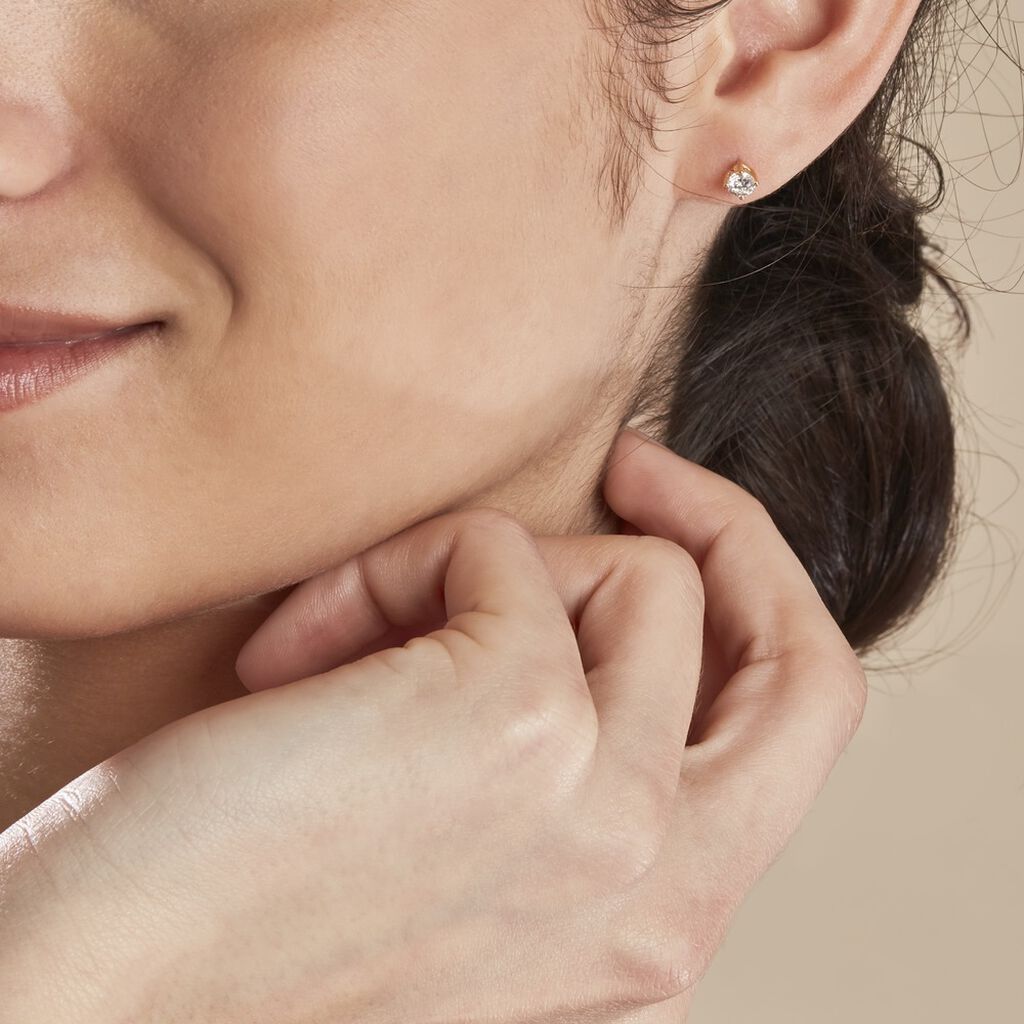 Boucles D'oreilles Puces Or Jaune Victoria Diamants - Clous d'oreilles Femme | Histoire d&rsquo;Or