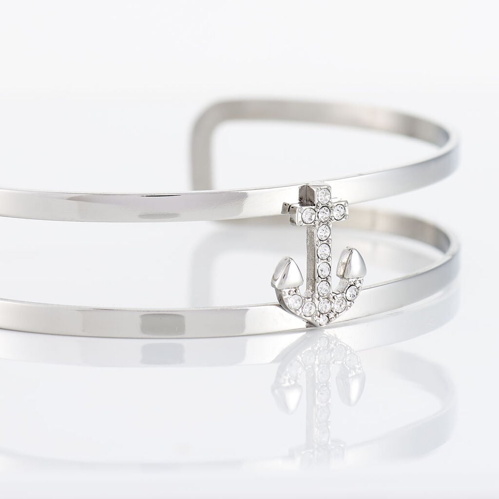 Bracelet Jonc Meysa Acier Blanc Strass - Bracelets joncs Femme | Histoire d&rsquo;Or