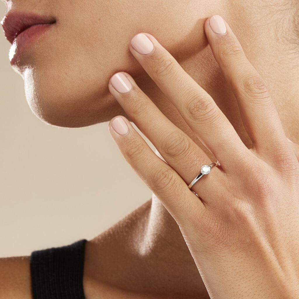 Bague Solitaire Natalia Or Blanc Diamant Synthetique - Bagues solitaires Femme | Histoire d’Or