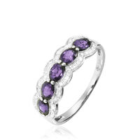 Bague Margaux Or Blanc Amethyste Et Diamant