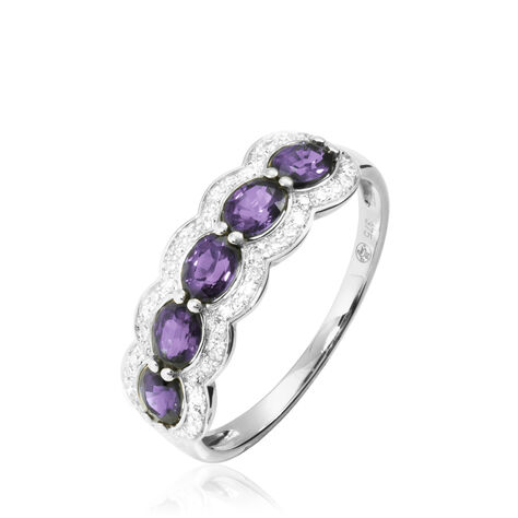 Bague Margaux Or Blanc Amethyste Et Diamant - Bagues avec pierre Femme | Histoire d’Or