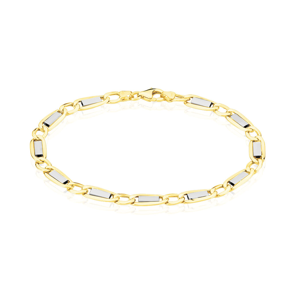 Bracelet Danae Maille Plaquette Alternee 1/1 Or Bicolore - Bracelets chaîne Homme | Histoire d’Or