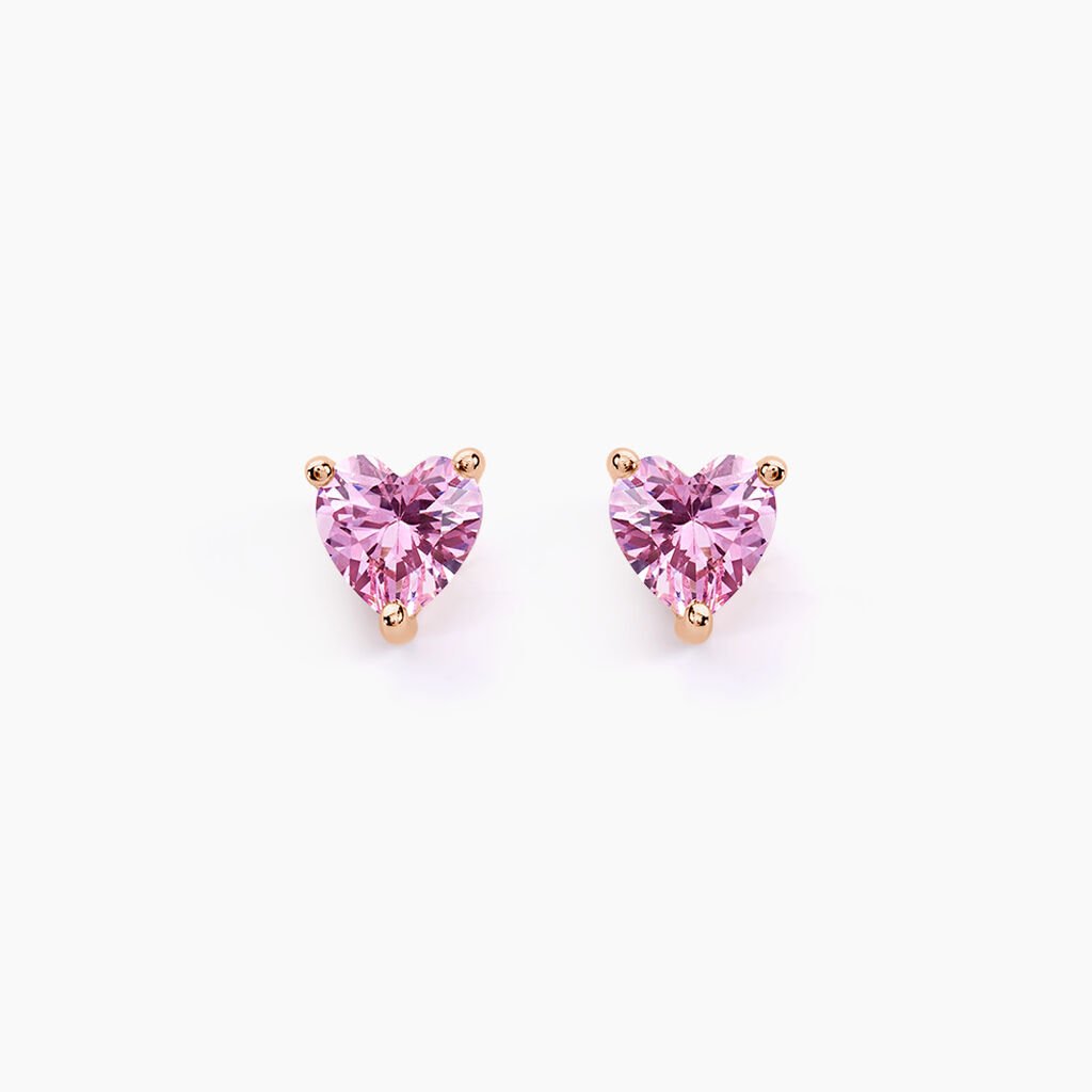 Boucles D'oreilles Puces Kelvyn Argent Rose Oxyde De Zirconium - Boucles d'oreilles fantaisie Femme | Histoire d&rsquo;Or
