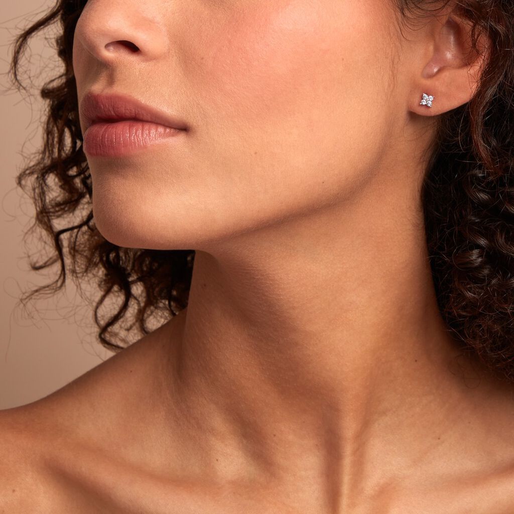 Boucles D'oreilles Dépareillées June Argent Blanc Oxyde De Zirconium - Boucles d'oreilles fantaisie Femme | Histoire d’Or