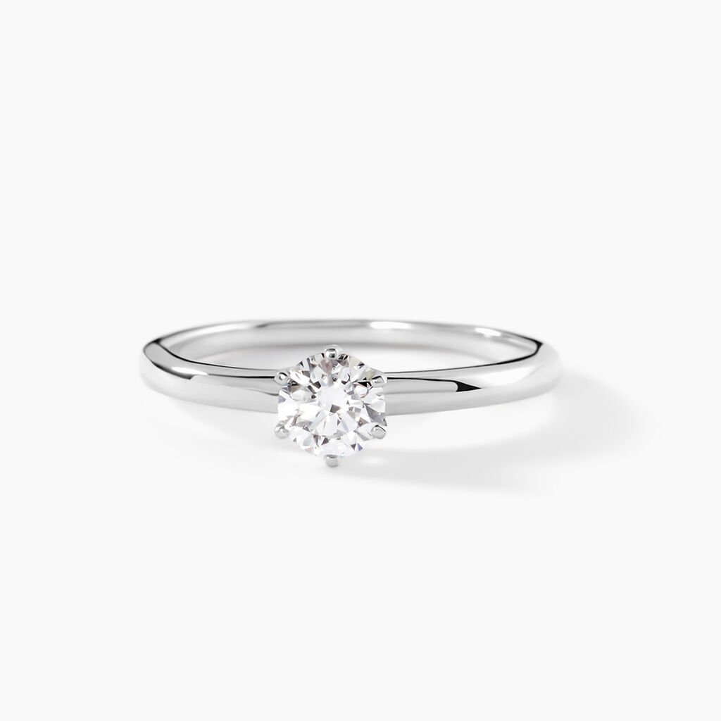Bague Natalia Ld Platine Blanc Diamant Synth&eacute;tique - Bagues solitaires Femme | Histoire d&rsquo;Or