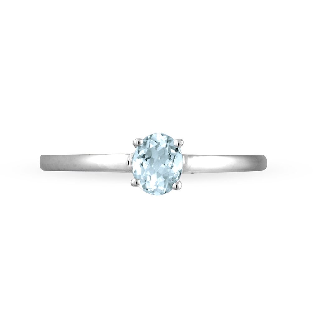 Bague Lily Or Blanc Aigue Marine - Bagues solitaires Femme | Histoire d’Or