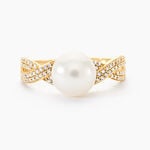 Bague Maria-theresa Or Jaune Perle De Culture Et Oxyde De Zirconium - Bagues solitaires Femme | Histoire d&rsquo;Or