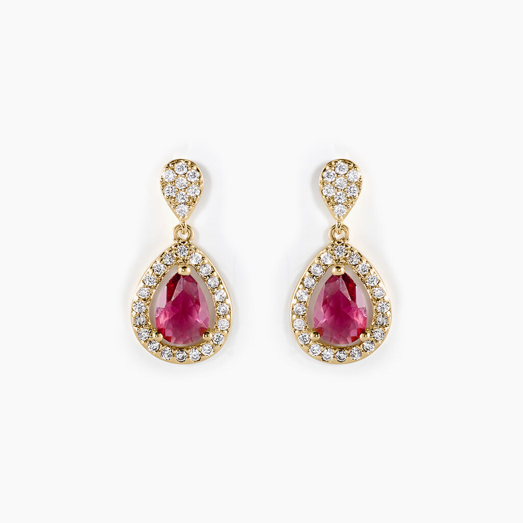 Boucles D'oreilles Pendantes Brigita Plaqué Or Pierre Et Oxyde - Boucles d'oreilles fantaisie Femme | Histoire d’Or