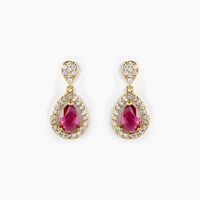 Boucles D'oreilles Pendantes Brigita Plaqué Or Pierre Et Oxyde