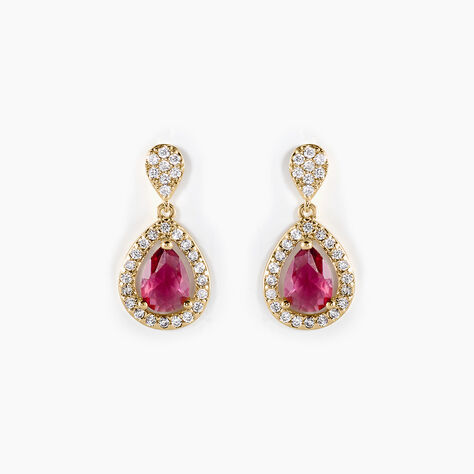 Boucles D'oreilles Pendantes Brigita Plaqué Or Pierre Et Oxyde - Boucles d'oreilles fantaisie Femme | Histoire d’Or