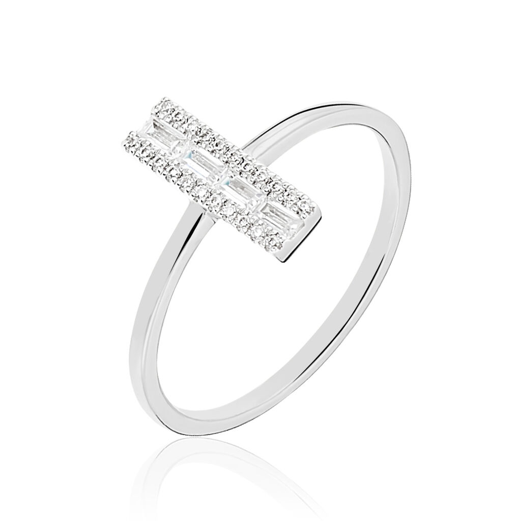 Bague Or Blanc Oxyde De Zirconium - Bagues avec pierre Femme | Histoire d&rsquo;Or
