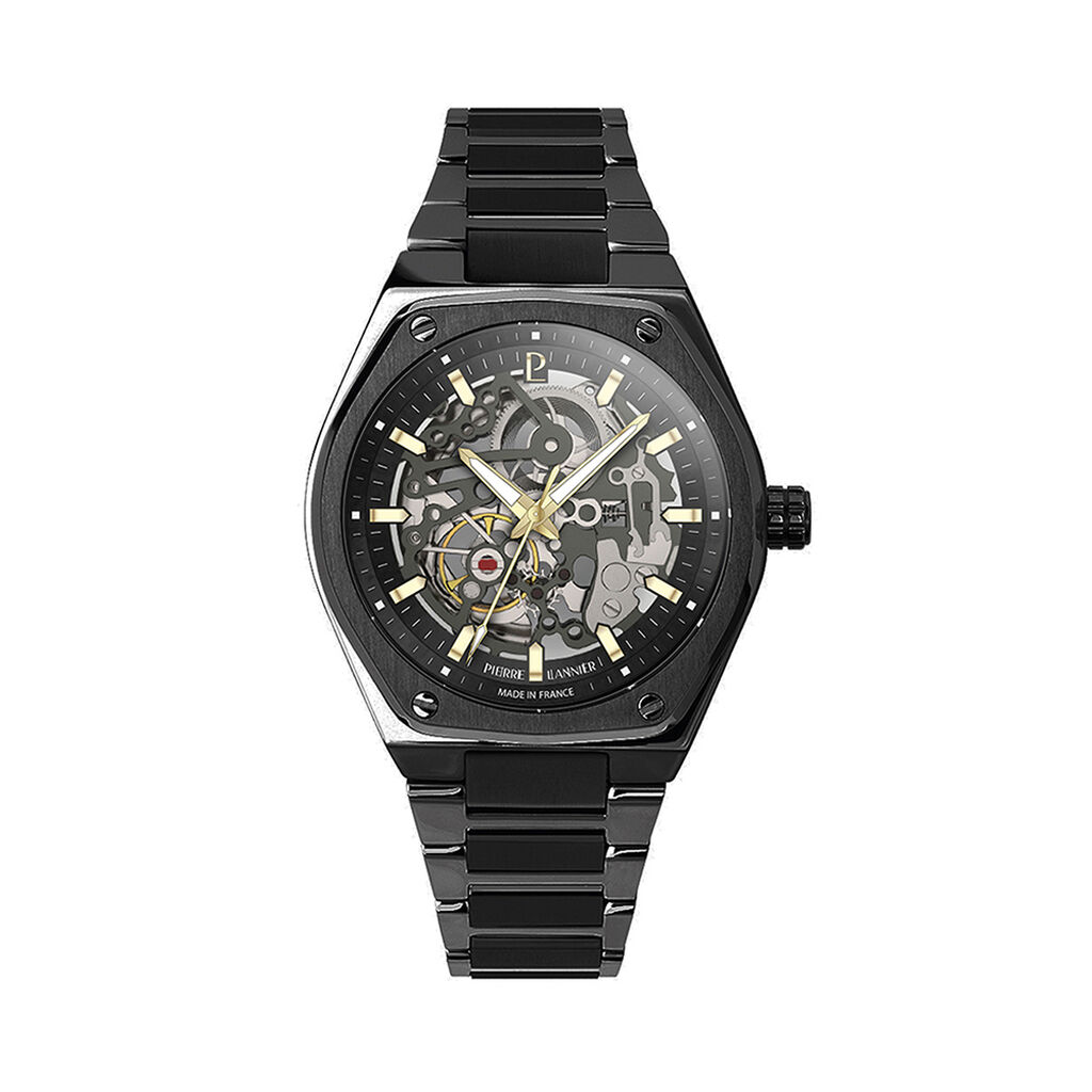 Montre Pierre Lannier Lannier Copilote Automatic Noir - Montres Homme | Histoire d&rsquo;Or