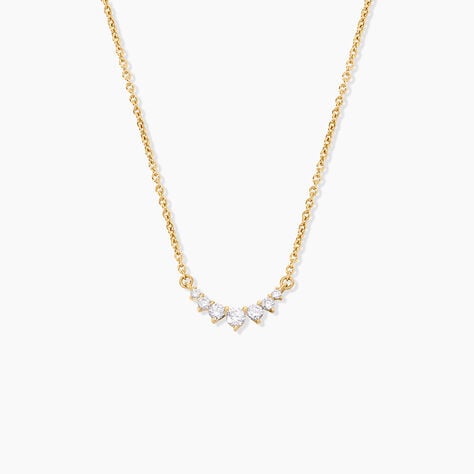 Collier Sparkle Argent Dor&eacute; A L'Or 750/1000 Oxyde De Zirconium - Colliers Femme | Histoire d&rsquo;Or