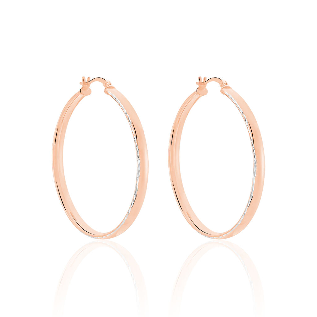 Créoles Argent Rose Ava - Boucles d'oreilles créoles Femme | Histoire d’Or