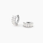 Cr&eacute;oles Baguette Argent Blanc Oxyde De Zirconium - Boucles d'oreilles cr&eacute;oles Femme | Histoire d&rsquo;Or