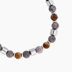 Bracelet Naturel Acier Argent&eacute; Jaspe Africain - Bracelets Lithoth&eacute;rapie Homme | Histoire d&rsquo;Or