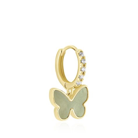 Créole Unitaire Argent Dore Butterfly Nacre Verte Oxydes De Zirconium - Boucles d'oreilles créoles Femme | Histoire d’Or