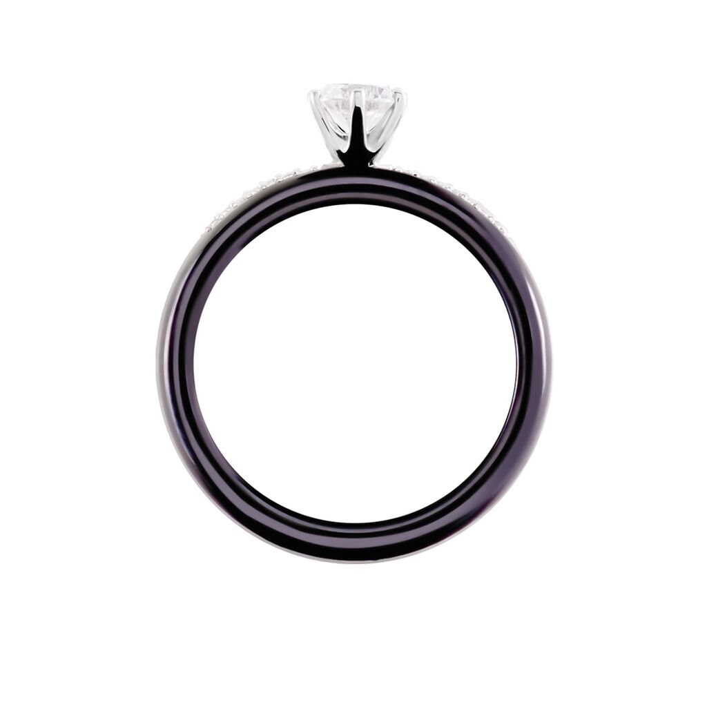 Bague Solitaire Ceramik Design Argent  Oxyde De Zirconium Et Céramique - Bagues solitaires Femme | Histoire d’Or