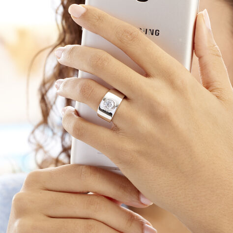 Bague Solitaire Electre Argent Blanc Oxyde De Zirconium - Bagues solitaires Femme | Histoire d’Or