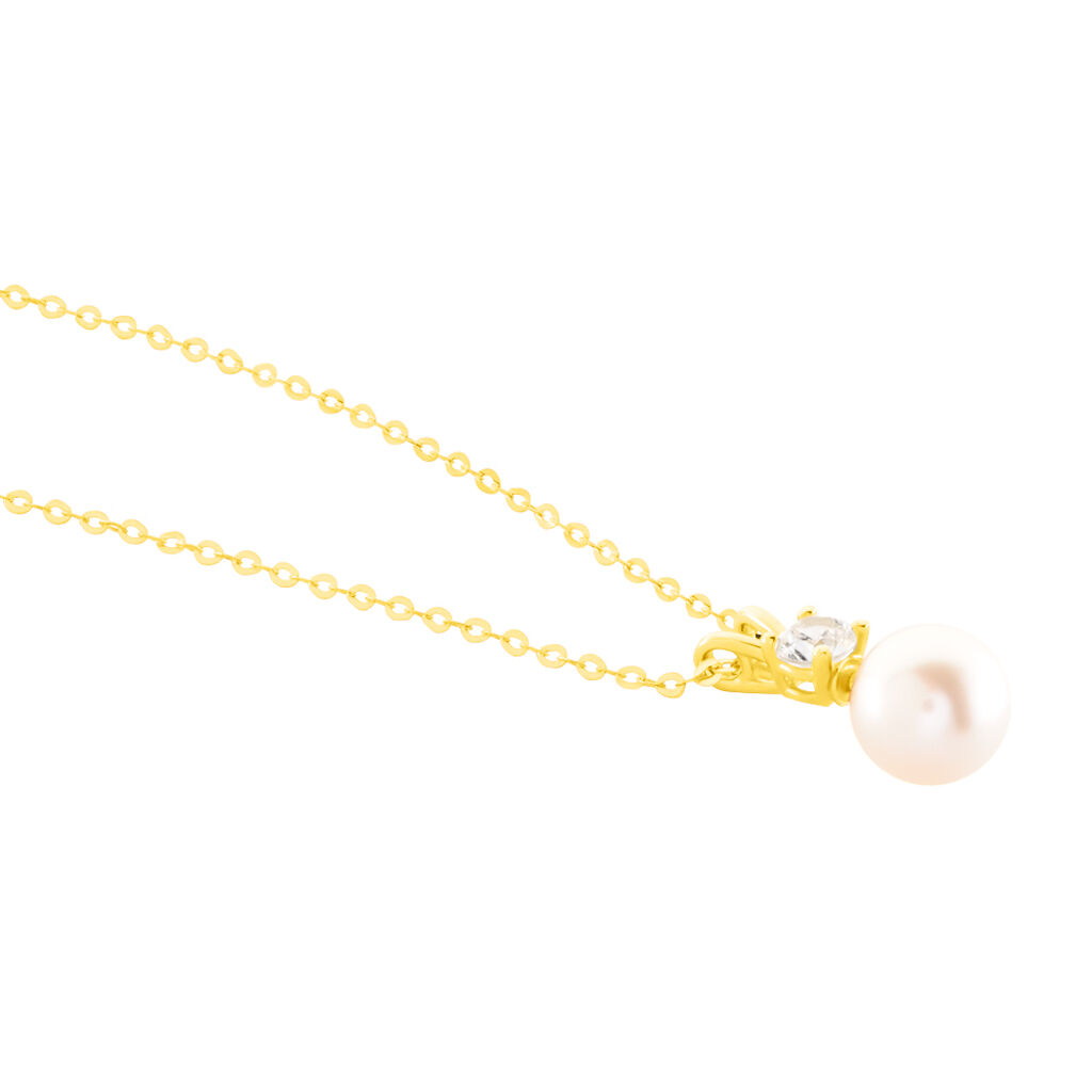 Collier Or Jaune Bragi Perle De Culture Oxyde De Zirconium - Colliers Femme | Histoire d’Or