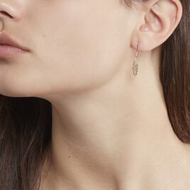 Boucles D'oreilles Pendantes Paola Or Jaune Diamant - Boucles d'Oreilles Plume Femme | Histoire d’Or
