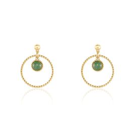Boucles D'oreilles Pendantes Amalthea Plaqué Or Doré Aventurine Vert - Boucles d'oreilles fantaisie Femme | Histoire d’Or