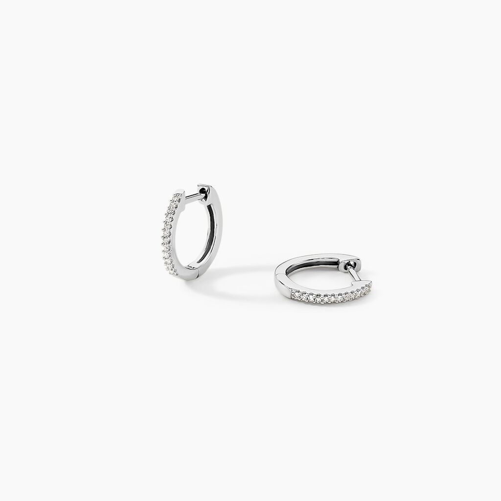 Créoles Aryanna Rondes Or Blanc Diamant - Boucles d'oreilles créoles Femme | Histoire d’Or