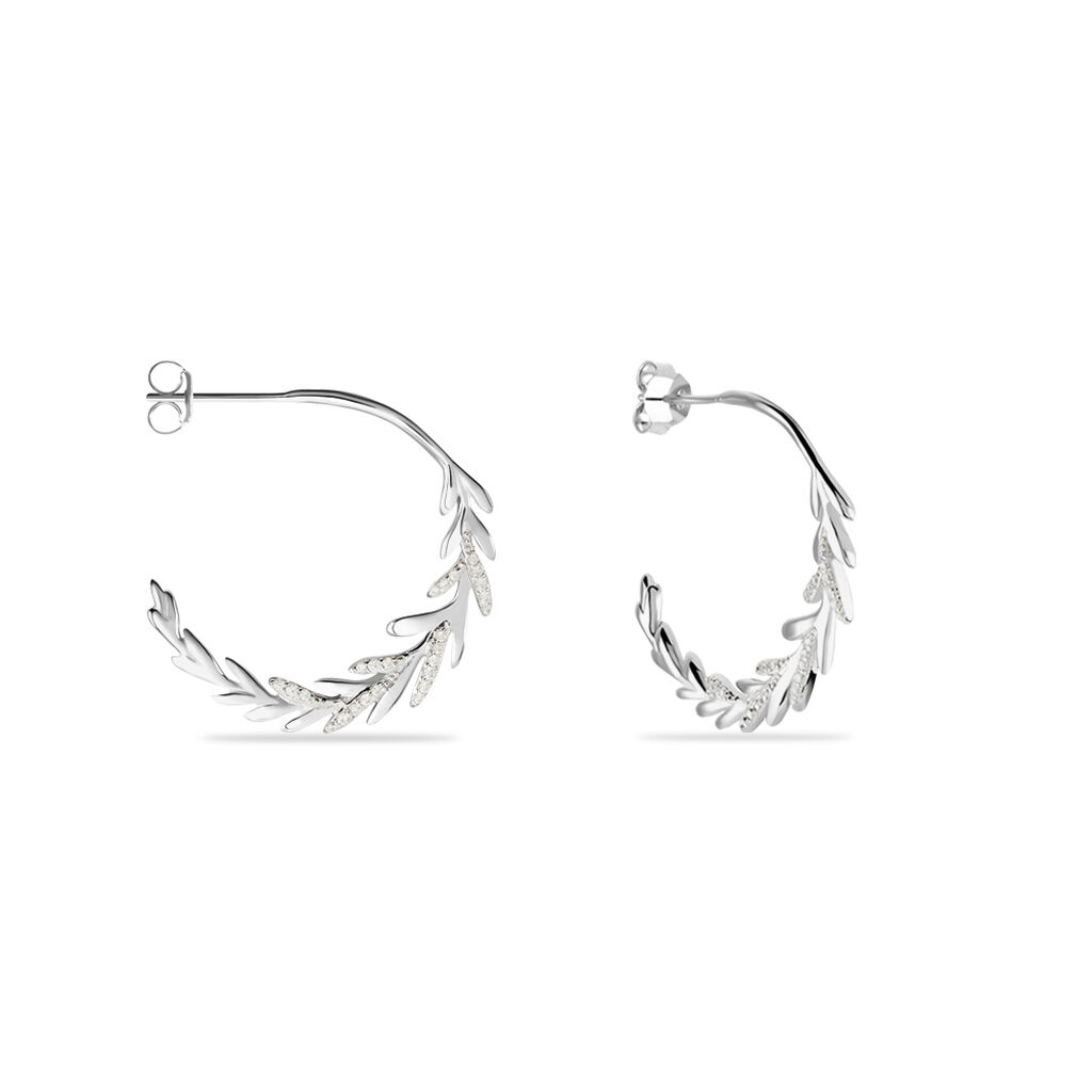 Créoles Andeol Rondes Argent Blanc Oxyde De Zirconium - Boucles d'oreilles créoles Femme | Histoire d’Or