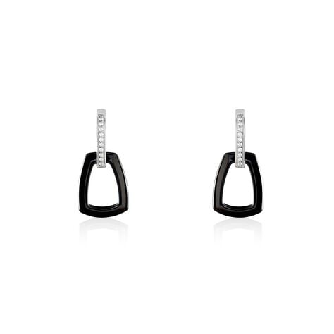 Boucles D'oreilles Pendantes Ezra Argent Blanc Céramique Et Oxyde - Boucles d'oreilles fantaisie Femme | Histoire d’Or