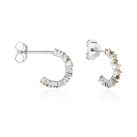 Créoles Indy Argent Blanc Oxyde De Zirconium - Boucles d'oreilles créoles Femme | Histoire d’Or
