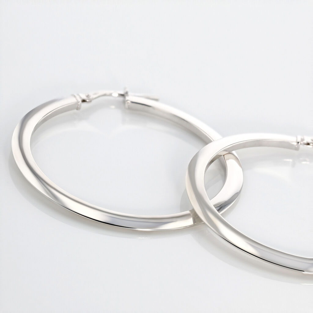 Créoles Argent Blanc Hally - Boucles d'oreilles créoles Femme | Histoire d’Or