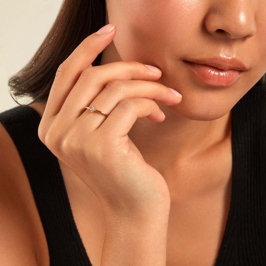 Bague Jil Plaqu&eacute; Or Jaune Oxyde De Zirconium - Bagues avec pierre Femme | Histoire d&rsquo;Or
