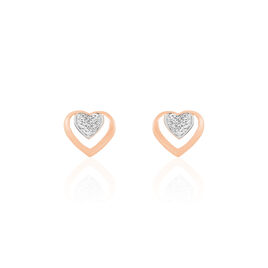 Boucles D'oreilles Puces Liana Or Rose Diamant - Clous d'oreilles Femme | Histoire d’Or