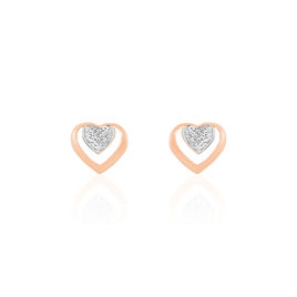 Boucles D'oreilles Puces Liana Or Rose Diamant - Boucles d'Oreilles Coeur Femme | Histoire d’Or