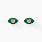 Boucles D'oreilles Puces Matiasma Or Jaune Malachite Diamant - Clous d'oreilles Femme | Histoire d&rsquo;Or