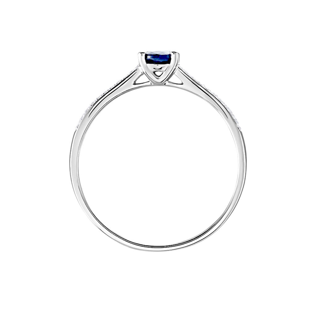 Bague Solitaire Or Blanc Crista Saphir Diamants - Bagues solitaires Femme | Histoire d’Or