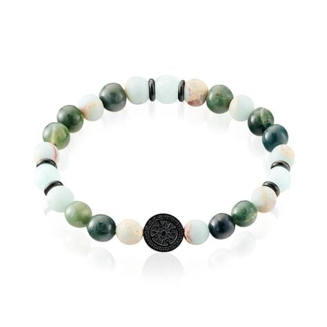 Bracelet Jourdan Yasur Acier Noir Quartz Amazonite - Bracelets fantaisie Homme | Histoire d’Or