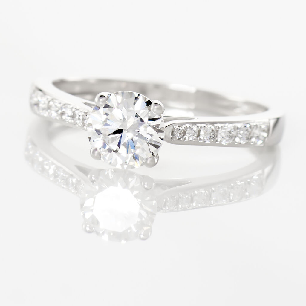 Bague Solitaire Hemera Or Blanc Diamant Synthetique - Bagues solitaires Femme | Histoire d&rsquo;Or