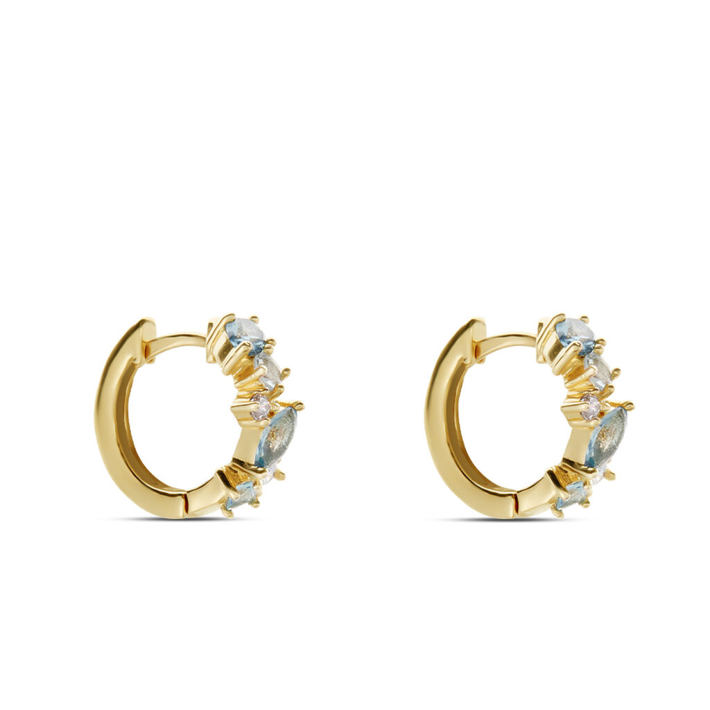 Créoles More Plaqué Or Jaune Pierre Artificielle - Boucles d'oreilles créoles Femme | Histoire d’Or