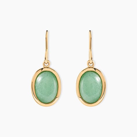 Boucles D'oreilles Pendantes Veina Plaqu&eacute; Or Jaune Aventurine - Boucles d'oreilles fantaisie Femme | Histoire d&rsquo;Or