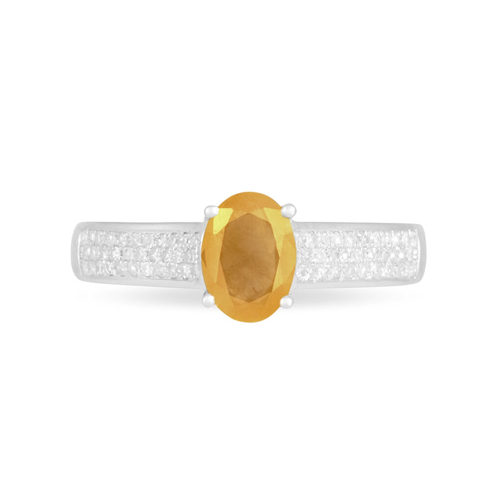 Bague Crista Or Blanc Citrine Et Diamant - Bagues solitaires Femme | Histoire d’Or