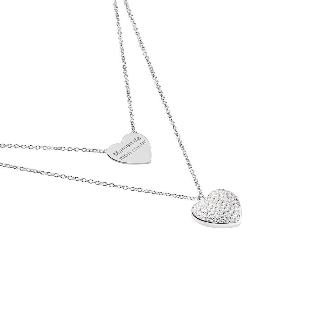 Collier Amarita Argent Blanc Oxyde De Zirconium - Colliers doubles et triples cha&icirc;nes Femme | Histoire d&rsquo;Or