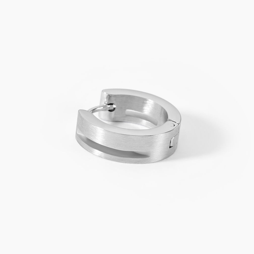 Cr&eacute;oles Line Acier Blanc - Boucles d'oreilles cr&eacute;oles Homme | Histoire d&rsquo;Or